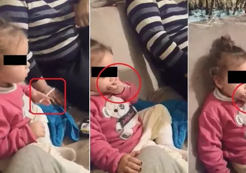 Fetiţă de 2 ani, obligată de părinți să bea și să fumeze | VIDEO