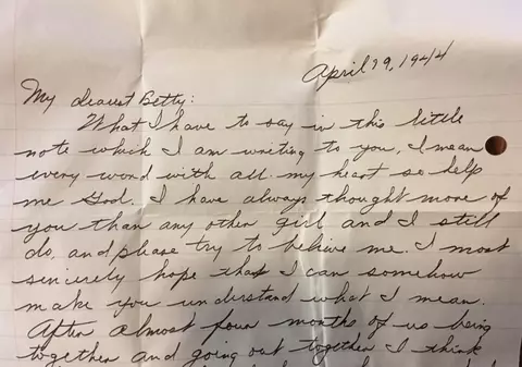 Povestea din spatele unei scrisori de dragoste, scrisă în 1944. Poliția a încercat să dea de urma destinatarului