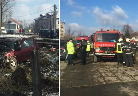 Femeie decedată după ce mașina în care se afla a fost acroșată de un tren