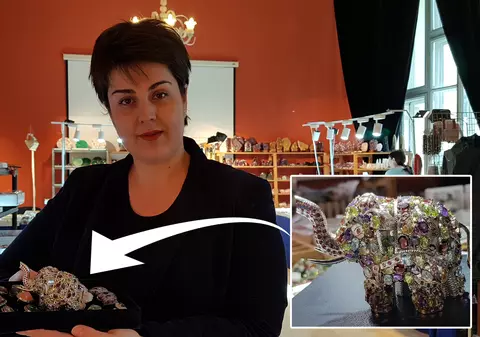 FOTO|Mărțișor de 1.000 de euro la Muzeul Național de Geologie. Are smaralde, safire și rubine