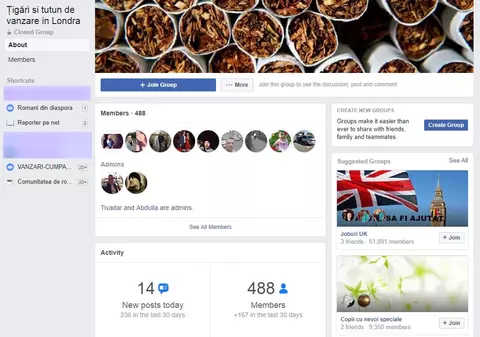 Românii din Marea Britanie fac contrabandă cu țigări pe Facebook. Cum păcălesc restricțiile rețelei de socializare