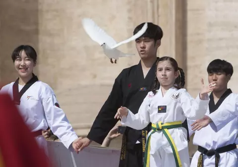 Papa Francisc a asistat la o demonstrație de taekwondo la Vatican