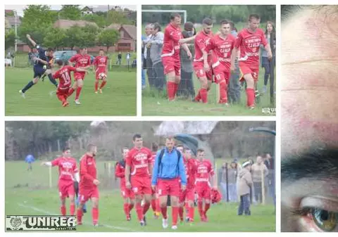 Scene de groază la un meci de fotbal din România. Arbitrul a fost bătut crunt pe teren, dar a fost atacat și la vestiar!