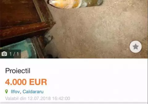 Obuz scos la vânzare pe internet. Cât cerea un tânăr pe materialul explozibil