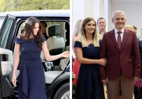 FOTO/ Irina Tănase, iubita lui Dragnea, ţinută ca a lui Meghan Markle. Rochia ducesei de Sussex costă 1.350 de lire