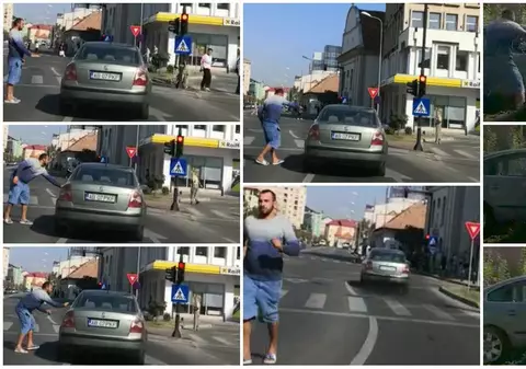 Cursă nebunească pe străzile în Alba Iulia. Un bărbat nu a oprit la semafor și a fost la un pas să lovească mai mulți pietoni / VIDEO