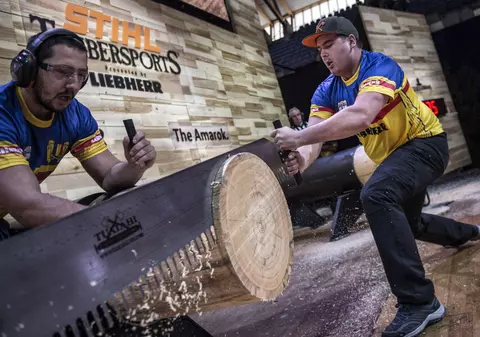 FOTO | România participă la campionatul mondial al tăietorilor de lemne. La ce probe de foc vor fi supuși concurenții