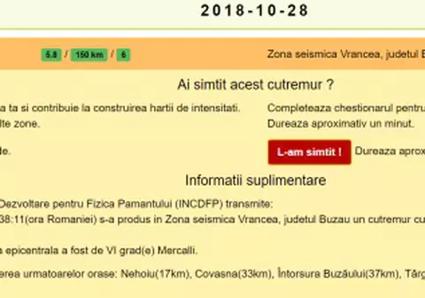 Seismul de 5,8 a fost urmat de o replică. Ce magnitudine a avut