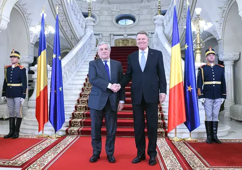 FOTO. Preşedintele Klaus Iohannis l-a primit pe Antonio Tajani la Cotroceni. Preşedintele PE: "Dumneavoastră aveţi un rol foarte important pentru noi"