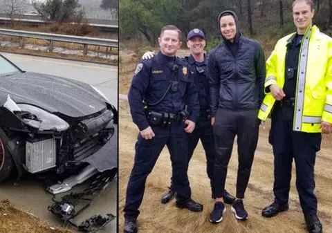 UPDATE Au apărut și imaginile. Stephen Curry a trecut prin mari emoții: a fost implicat în două accidente pe autostradă în decurs de 10 minute!
