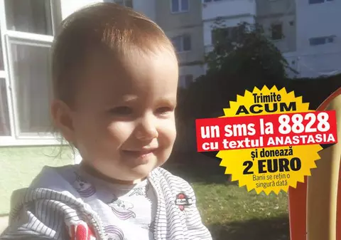 Viață cu termen-limită pentru micuța Anastasia, un an și 8 luni. Totul depinde de o operație în Germania, care costă 165.000 de euro