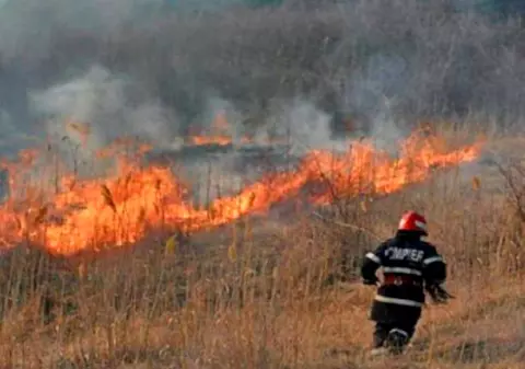 Incendiu de vegetație în Prahova. Mai multe case sunt în pericol