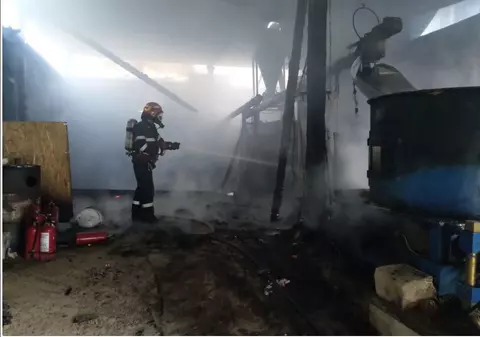Incendiu de proporții la o fabrică de brichete și peleți din Comarnic