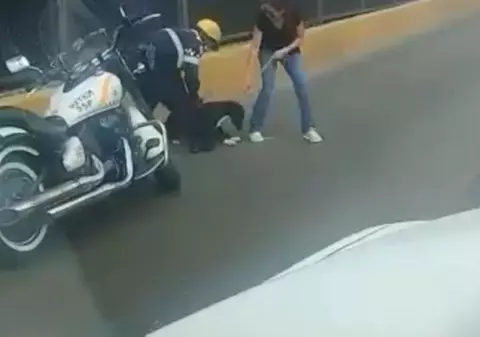 Un polițist a oprit traficul ca să salveze un câine. Gestul agentului a emoționat pe toată lumea | FOTO