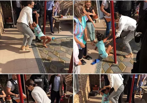 Imagini dramatice! Fetiță din Mehedinți luată cu forța de lângă asistenții maternali, pentru a fi dată familiei din SUA care a adoptat-o (VIDEO)