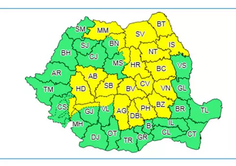 Cod galben de ploi, valabil până luni seară. Atenționarea meteorologilor pentru România