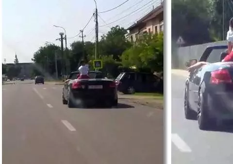 VIDEO | Un copil stătea pe portbagajul unei mașini decapotabile aflată în mers: „Putea să pice în orice moment!”