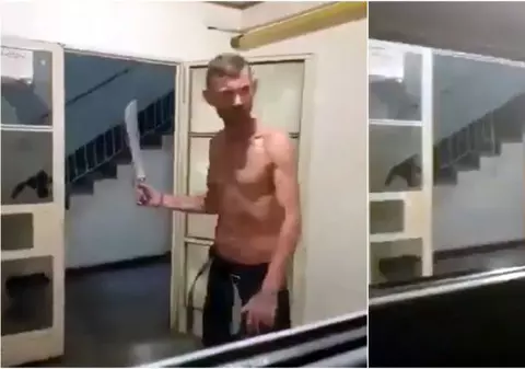 Un bărbat înarmat cu o macetă a făcut prăpăd într-un bloc din Brăila. „Zicea că ne taie cu sabia!”