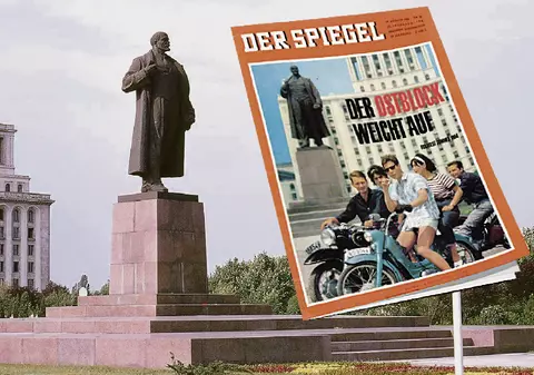 Viral pe internet! Un sociolog îi caută pe românii care au apărut în 1964 pe coperta revistei germane Der Spiegel. Călare pe motocicletele Carpați, în fața statuii lui Lenin!