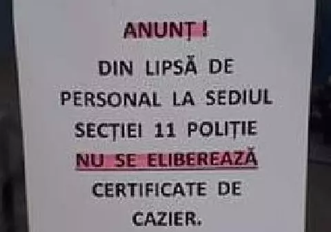 Lipsa de personal, un „impediment tehnic” pentru Poliție. Singura persoană care poate elibera caziere judiciare, în concediu medical