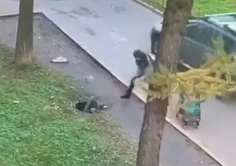 VIDEO | O mamă se plimba liniștită cu copilul ei când acesta a fost „înghițit” într-o gură de canal