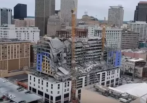 VIDEO | Un hotel aflat în construcție s-a prăbușit în New Orleans. Două persoane au murit și alta este dată dispărută