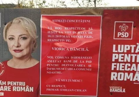 Primar din Argeș, reclamat la Poliție după ce a lipit afișe cu Viorica Dăncilă. „Ce mare crimă am făcut?”