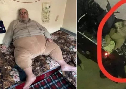 Jabba Jihadistul a fost dus cu platforma în arest. La cele 254 de kilograme, teroristul este ”un monstru care nu poate sta pe două picioare”