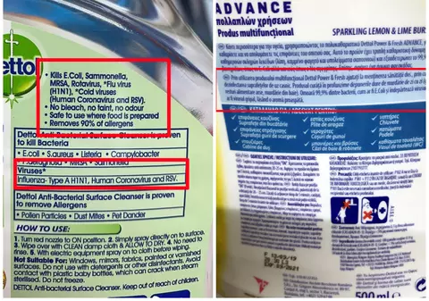 Un fake news era gata să-i determine să bea dezinfectant, iar firma a scris pe etichetă: ”Nu ucid coronavirusul chinezesc”! Ce e pe eticheta din România