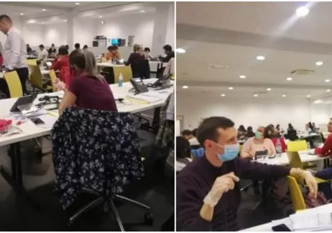 Imaginile din call center-ul de pe Arena Națională: zeci de medici rezidenți, puși să muncească unul lângă altul