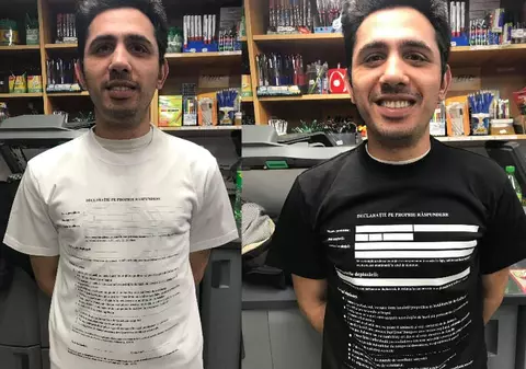 Un sibian face tricouri cu declarația de propria răspundere. Legea nu permite însă o astfel de ”prezentare”: ”Le vând după ce trecem de nenorocire”