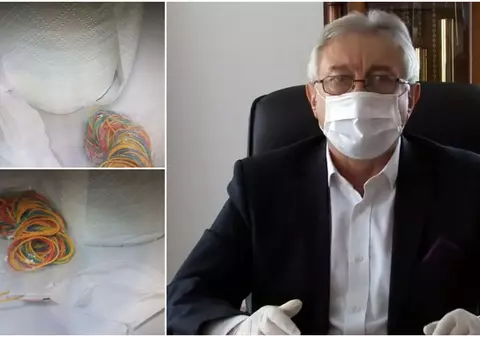 În timp ce medicii au primit suluri de hârtie și elastice de bucătărie, primarul poartă mască atunci când le explică cetățenilor cum să se protejeze