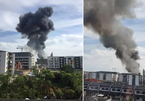 Incendiu la o fabrică din sectorul 3 din București. Cinci autospeciale acționează