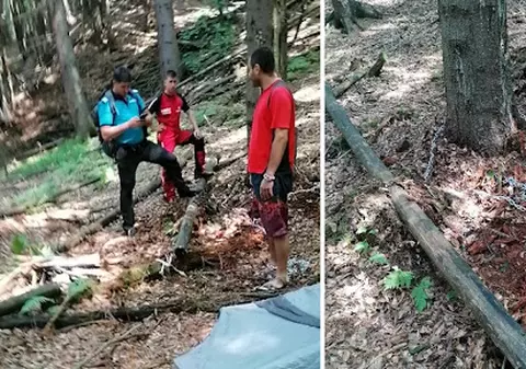 VIDEO | Inconștiență dusă la extrem. Un tânăr s-a legat cu un lanț de un copac și a aruncat cheia. Cum a fost găsit de salvatori