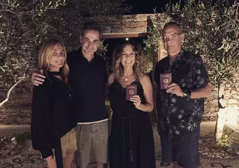 Premierul elen și soția sa s-au întâlnit cu doi cetățeni greci celebri: Tom Hanks și soția acestuia, Rita Wilson