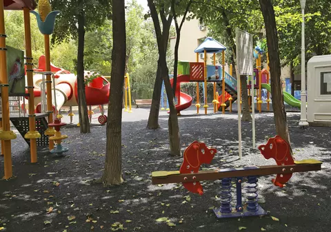 Lucrare în bătaie de joc: Trunchiurile de copaci, sufocate cu tartan într-un părculeț din București.  „Acești arbori vor muri”