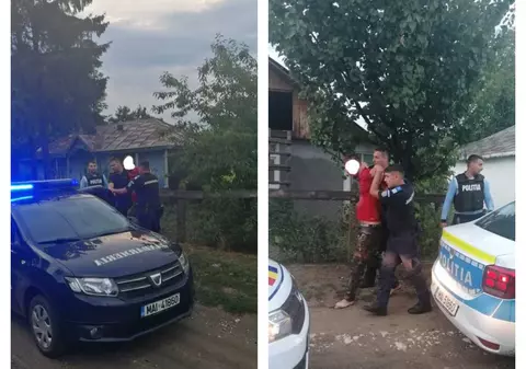 Scandal cu focuri de armă în Botoșani. Un bărbat a fost arestat după ce a vrut să-și bată soția și i-a amenințat pe polițiști cu o cazma