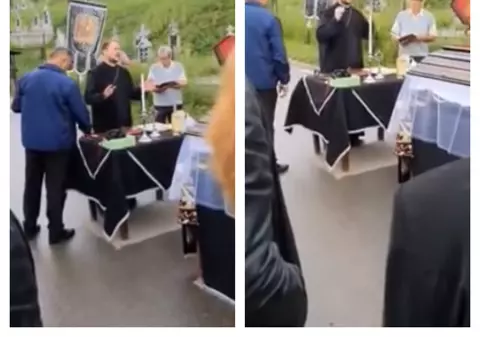 Imagini incredibile | Motivul scandalos pentru care un preot a făcut o criză de nervi la o înmormântare: „Nu vă țineți în gură cu mine”