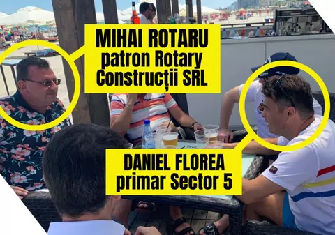 Daniel Florea, primarul sectorului 5, la Mamaia, cu patronul firmei care face anvelopările blocurilor din sector