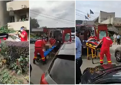 VIDEO | O tânără a căzut de la etajul 11 al Palatului Administrativ din Satu Mare. Femeia este în stare critică