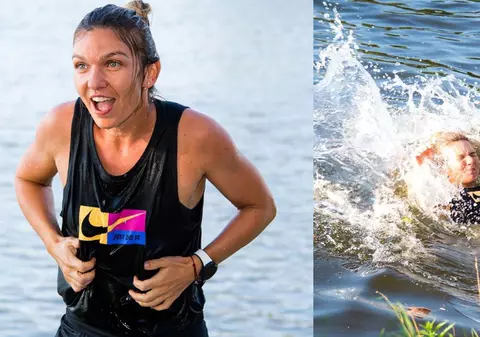 FOTO | Simona Halep, baie în Vltava, pentru a celebra titlul de la Praga!