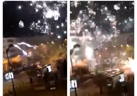 VIDEO | 40 de persoane au atacat o secţie de poliţie dintr-o suburbie a Parisului cu artificii. Motivul atacului este necunoscut
