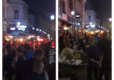 VIDEO | Petrecere fără restricții în Centrul Vechi din București, în ziua în care Capitala a înregistrat o rată de infectare de 2,89 la mia de locuitori