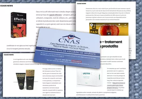 Site-ul cu informații despre cardul european de sănătate, plin cu reclame la tratamente pentru potență. CNAS: “Se face o anchetă internă”