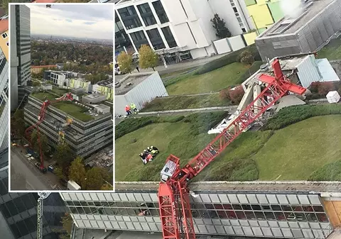 Doi români au căzut cu macaraua de la 30 de metri, de pe o clădire din München. Momentul a fost filmat