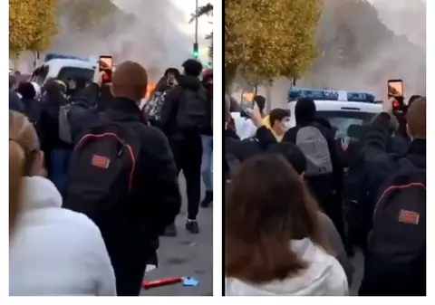 VIDEO | Proteste violente lângă Paris, din cauza menținerii școlilor deschise. Elevii au vandalizat mașinile poliției