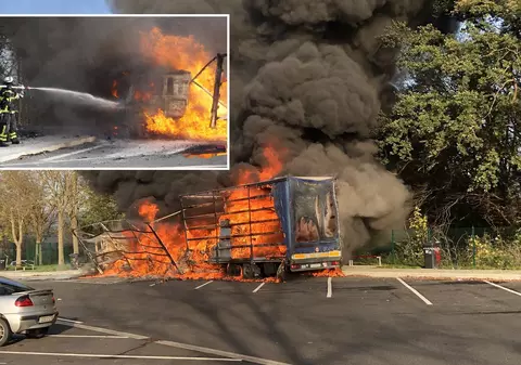 Un șofer de TIR care gătea în cabină a luat foc când amesteca în mâncare. Camionul s-a făcut scrum în parcare, în Germania