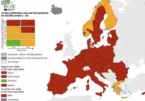 Roșu închis, noul cod de culoare propus de Comisia Europeană pentru identificarea zonelor cu rată mare de infecții COVID