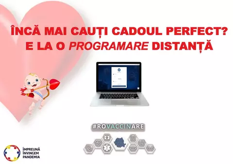 Mesaj de Valentine’s Day din partea Comitetului de coordonare a vaccinării: Programează-ţi jumătatea la cele două întâlniri salvatoare