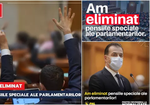 FOTO | Cum se laudă PSD, PNL și USR-PLUS că au eliminat pensiile speciale ale parlamentarilor. Mesaje la indigo pe Facebook